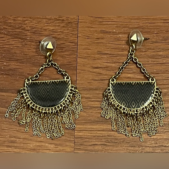 House of Harlow 1960 Enamel Fringe Drop Earrings - Picture 1 of 4